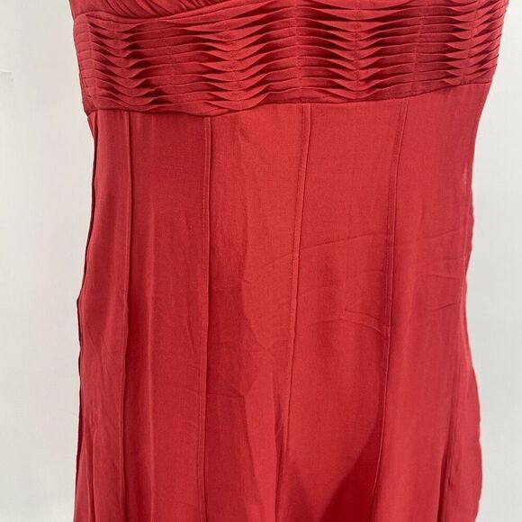 BCBGMaxAzria Womens Sleeveless Slinky Silk Halter Mini Dress Burnt Orange Size 2 - Picture 8 of 12